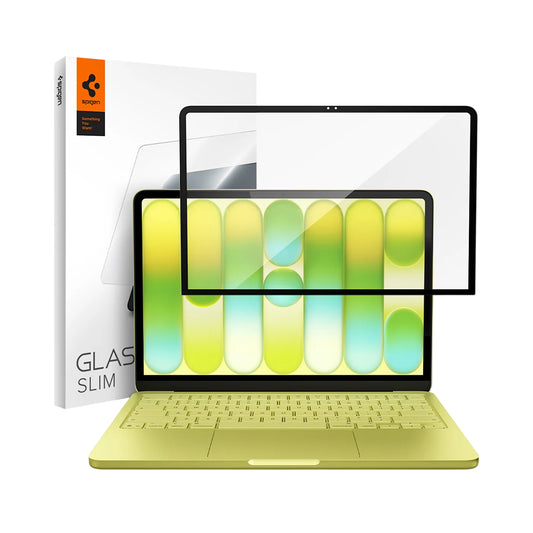 Spigen GlastR Slim Screen Protector Folie voor Apple MacBook Neo 13inch, Gehard Glas, Zwart AGL11669