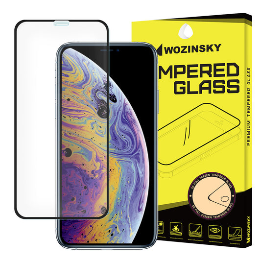 WZK schermbeschermfolie voor Apple iPhone 11 Pro / XS / X, gehard glas, volledige lijm, zwart