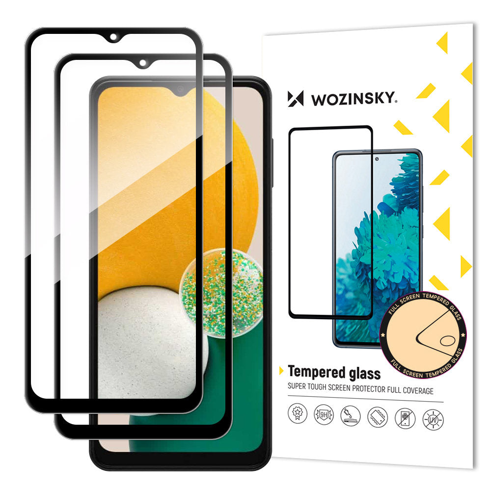 Film de protection d'écran WZK pour Samsung Galaxy A13 5G A136, Verre trempé, Full Glue, Set 2 pieces, Noir