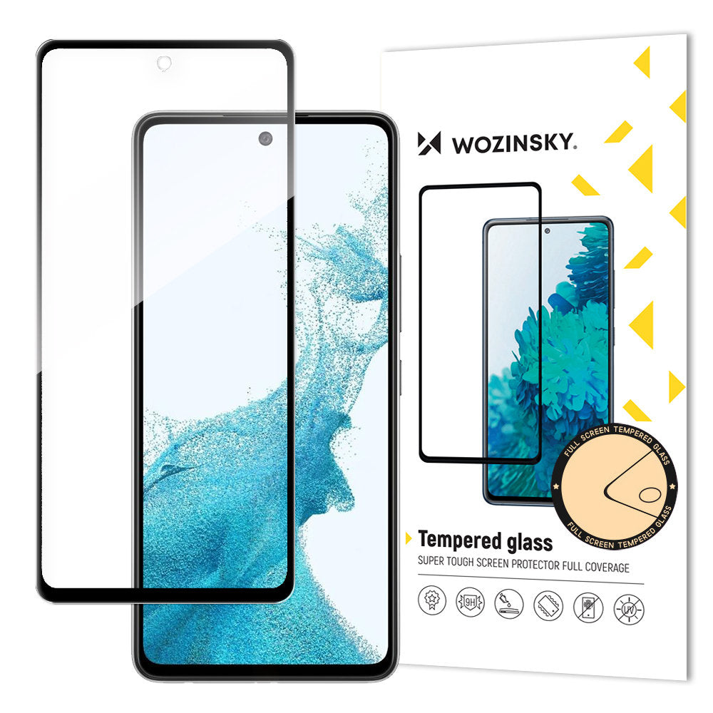 WZK Screen Protector voor Samsung Galaxy A53 5G A536, Afgeschermd Glas, Vol Lijm, Zwart