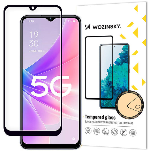 WZK Screen Protector voor Oppo A57 4G / A77 4G / A57s / A57e, Glass Shield, volledige lijm, case-vriendelijk, zwart