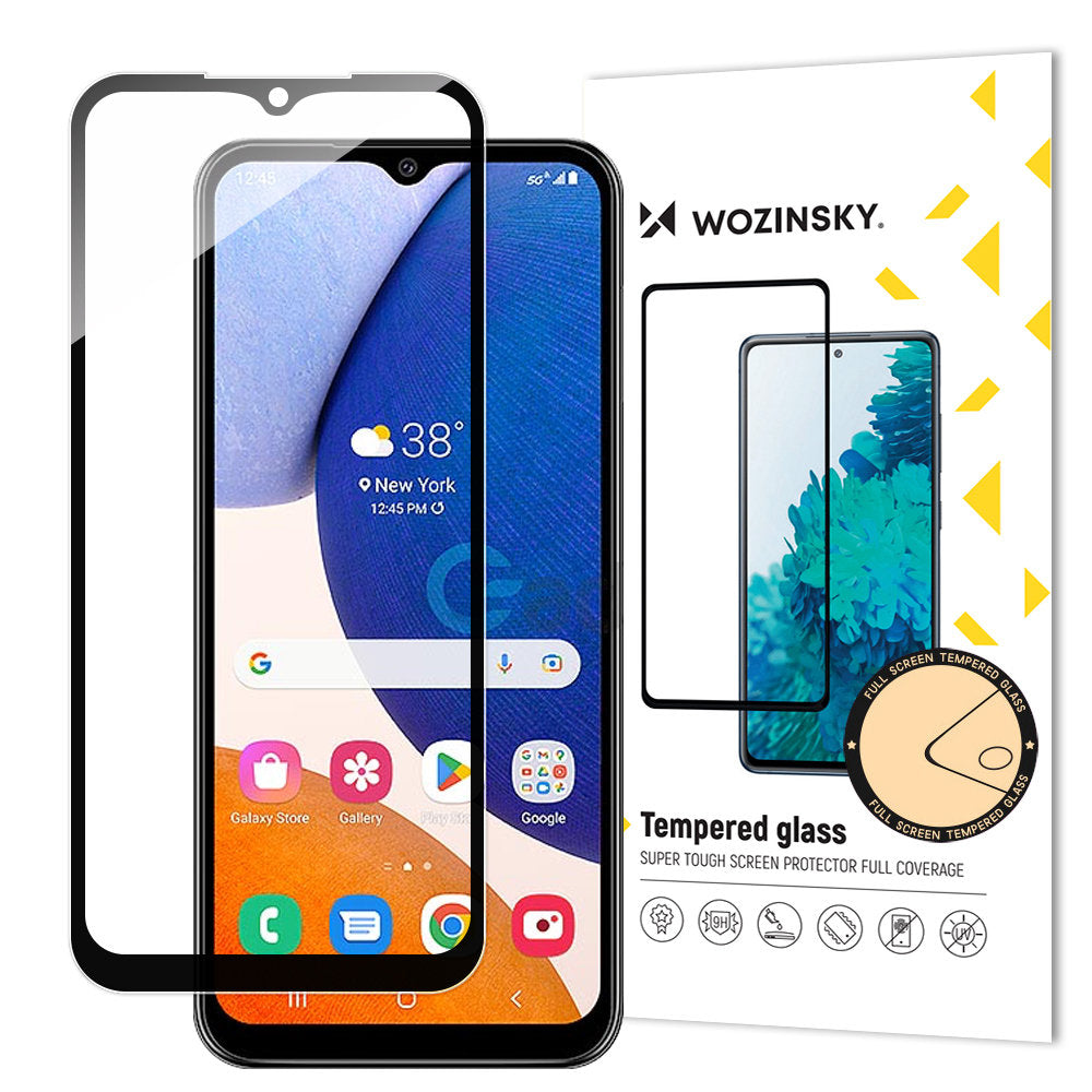 Schermbeschermer WZK voor Samsung Galaxy A14 A145 / A14 5G A146, Glas, Volledig gelijmd, Zwart