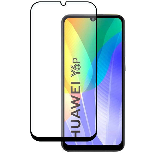 WZK Screen Protector voor Huawei Y6p, Flexibel Glas, Volledig gelijmd, Zwart