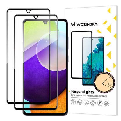 WZK Screen Protector voor Samsung Galaxy A33 5G A336, Afgeschermd Glas, Vol Lijm, Set 2 stuks, Case Friendly, Zwart