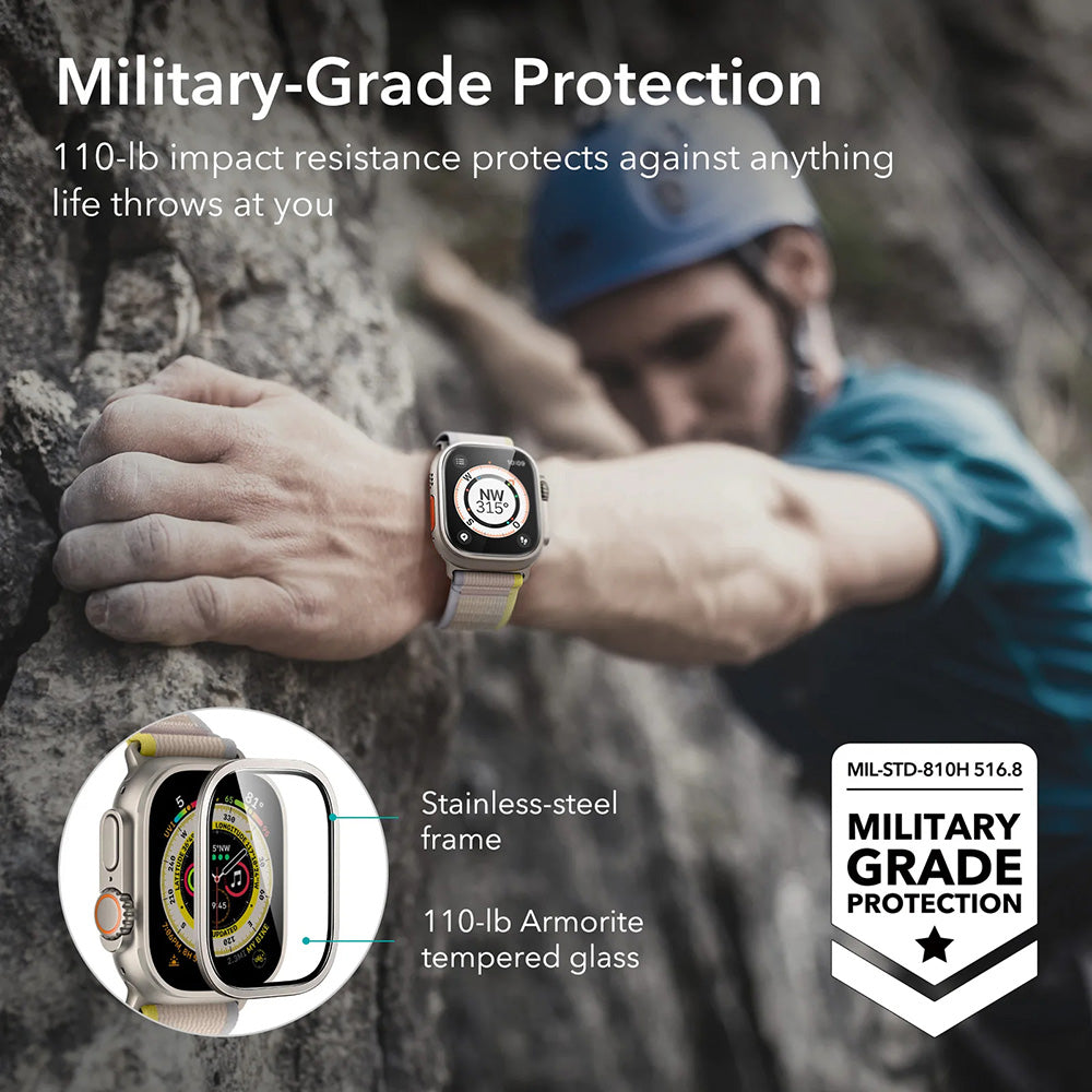 ESR Armorite Schutzfolie für Apple Watch Ultra Series, Set mit 2 Stück, gehärtetes Glas, Bronze