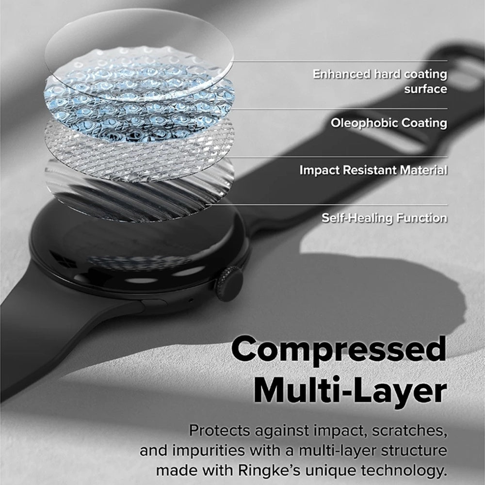 Ringke Dual Easy Pro Schutzfolie für Google Pixel Watch 4 45mm, Set 2 Stück, Kunststoff