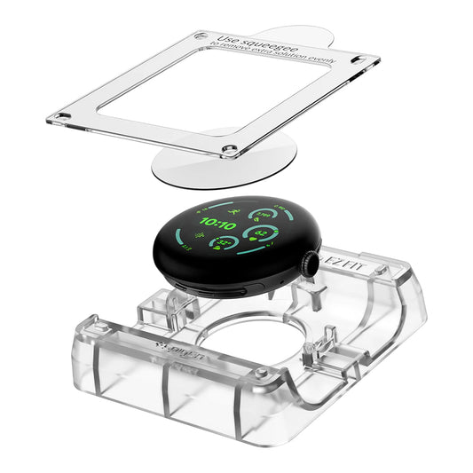Spigen Elite Shield EZ FIT Beschermfolie voor Google Pixel Watch 41mm Series, Set van 2 stuks, Gehard Glas, Transparant AFL08524