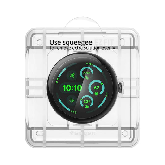 Spigen Elite Shield EZ FIT Beschermfolie voor Google Pixel Watch 45mm Series, Set van 2 stuks, Gehard Glas, Transparant AFL08525