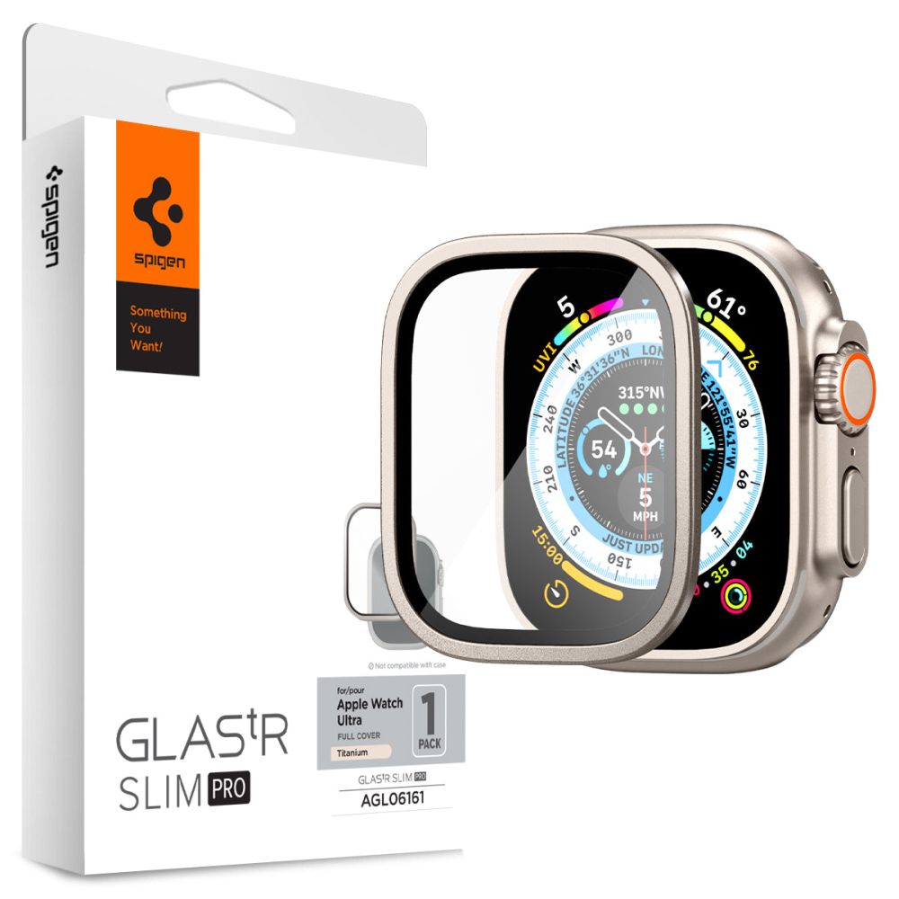 Spigen GLAStR Slim Pro Titanium pour Apple Watch Ultra Series, Film protecteur, Verre, Protégé AGL06161 