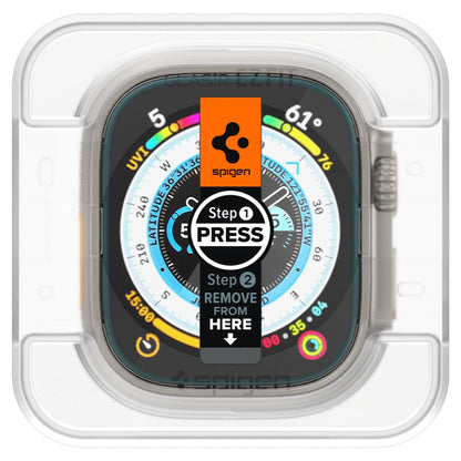 Film de protection Spigen GlastR EZ FIT pour Apple Watch Ultra Series, Set de 2 pièces, Verre trempé AGL05556