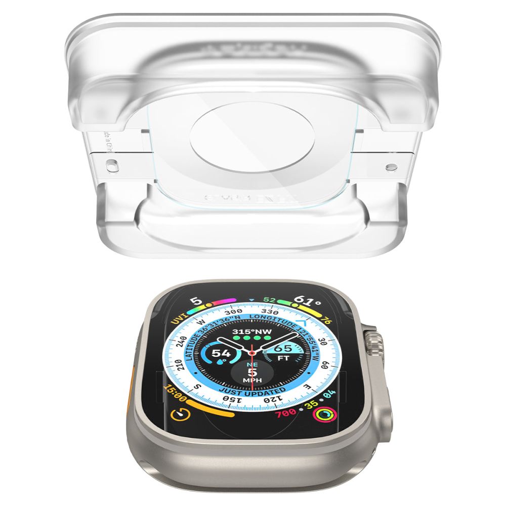 Film de protection Spigen GlastR EZ FIT pour Apple Watch Ultra Series, Set de 2 pièces, Verre trempé AGL05556