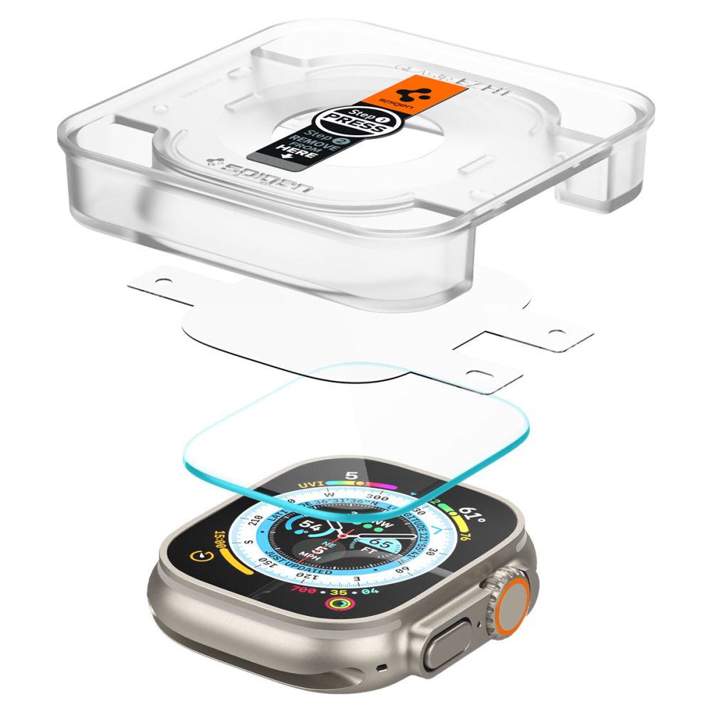 Film de protection Spigen GlastR EZ FIT pour Apple Watch Ultra Series, Set de 2 pièces, Verre trempé AGL05556