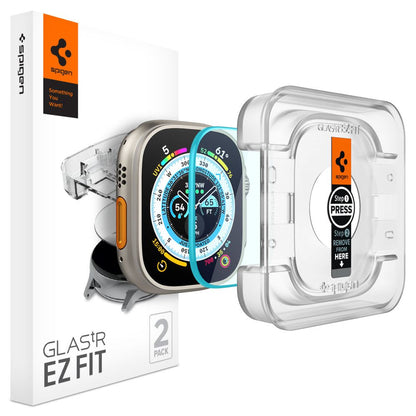 Film de protection Spigen GlastR EZ FIT pour Apple Watch Ultra Series, Set de 2 pièces, Verre trempé AGL05556