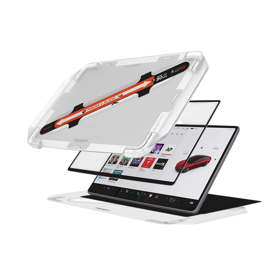 Spigen GlastR EZ FIT Beschermfolie voor Navigatie Tesla Y (2026 / 2025) / 3 (2026 / 2025 / 2024), Gehard Glas AGL10654