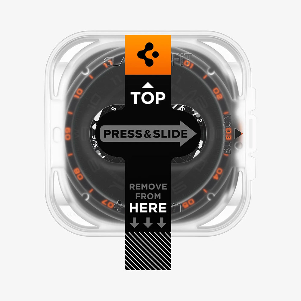 Spigen GlastR EZ FIT Beschermfolie voor Samsung Galaxy Watch Ultra2, Gehard Glas, Set van 2 stuks AGL11758
