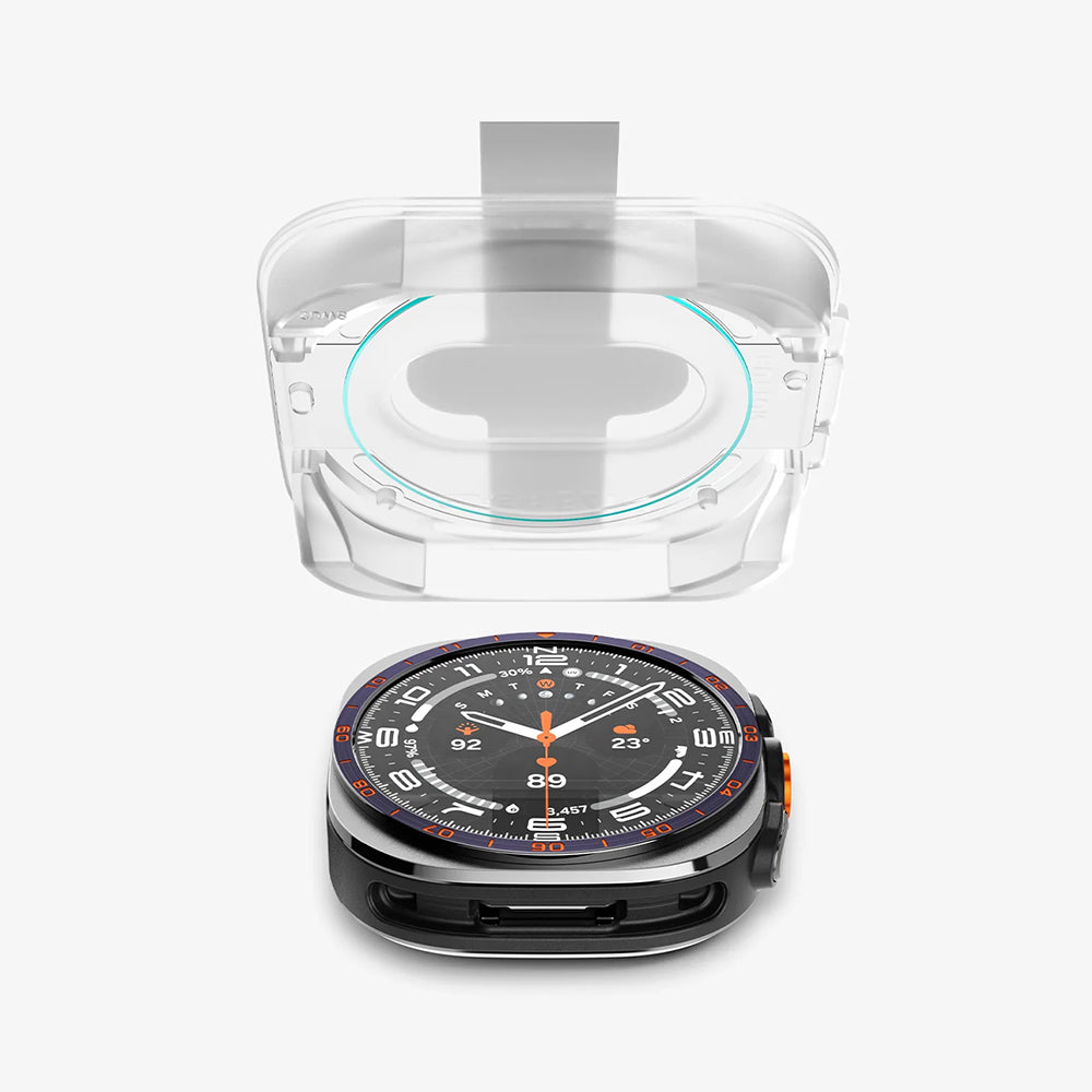 Spigen GlastR EZ FIT Beschermfolie voor Samsung Galaxy Watch Ultra2, Gehard Glas, Set van 2 stuks AGL11758