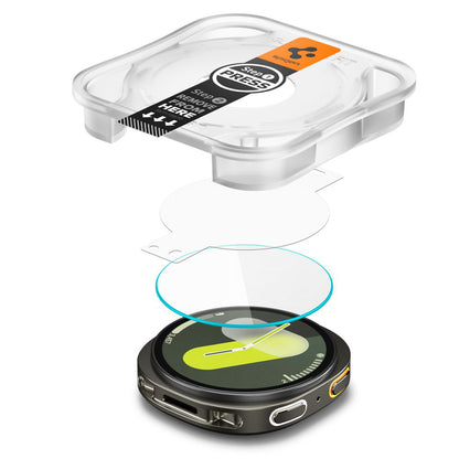 Spigen GlastR EZ FIT Beschermfolie voor Samsung Galaxy Watch8 44mm, Set van 2 stuks, Gehard Glas AGL09874