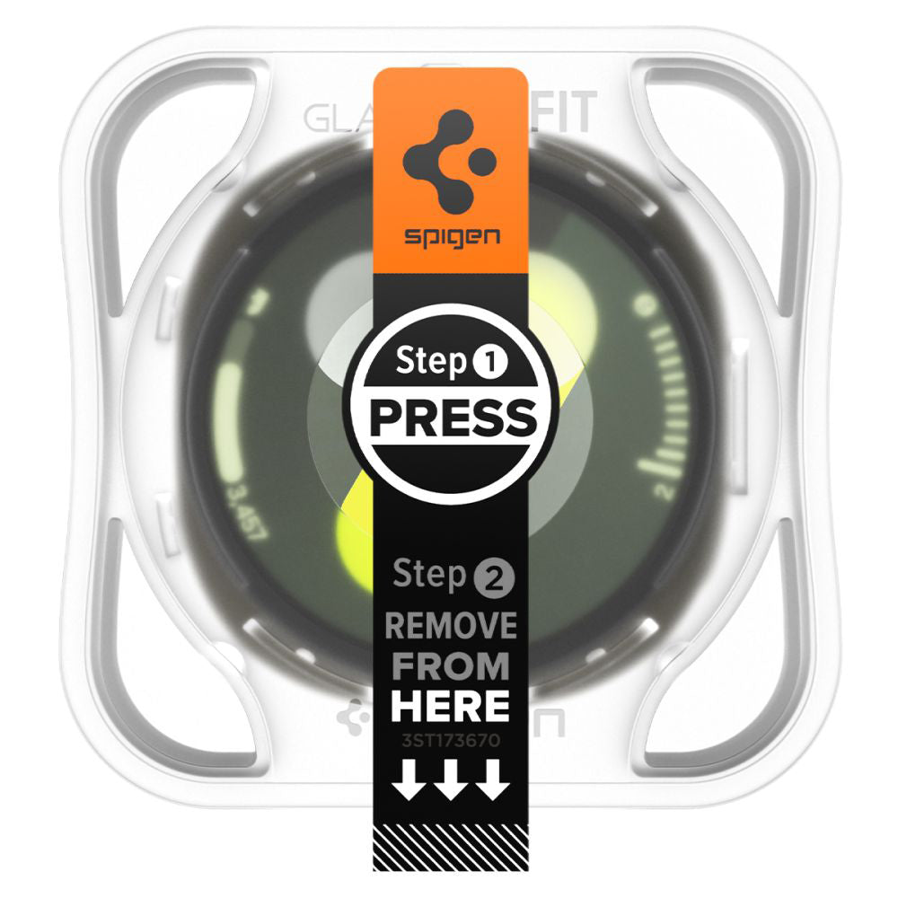 Spigen GlastR EZ FIT Beschermfolie voor Samsung Galaxy Watch8 44mm, Set van 2 stuks, Gehard Glas AGL09874