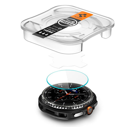 Spigen GlastR EZ FIT Beschermfolie voor Samsung Galaxy Watch8 Classic, Set van 2 stuks, Gehard Glas AGL09877