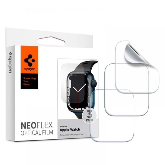 Spigen Neo Flex Beschermfolie voor Apple Watch 45mm / 44mm / 42mm Series, Set van 3 stuks, Plastic AFL04049