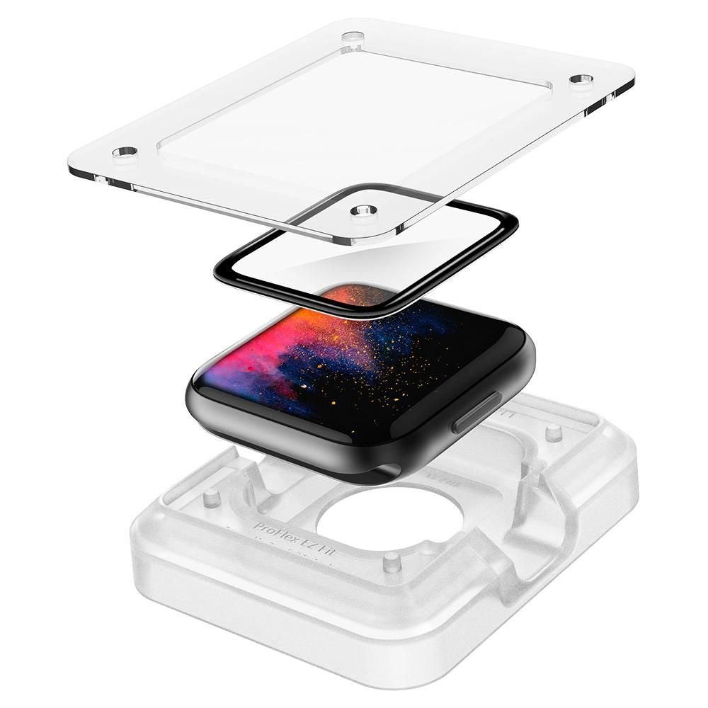 Film de protection Spigen ProFlex EZ FIT pour Apple Watch 44mm Series, Set de 2 pièces, Verre Flexible, Noir