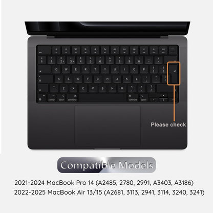 Housse de Protection Clavier Techsuit PureTypeX pour Apple MacBook Pro 14 (2021 - 2024) / Air 13 (2022 - 2025) / Air 15 (2022 - 2025), Transparente