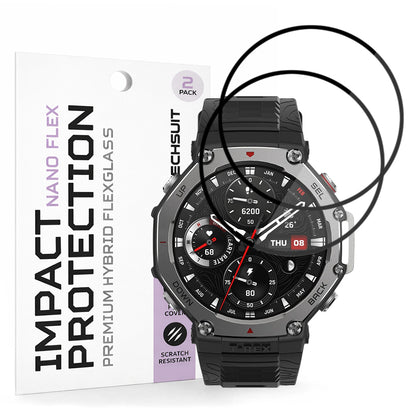 Schutzfolie Techsuit Nano Flex für Amazfit T-Rex 3, Set 2 Stück, Kunststoff, Schwarz