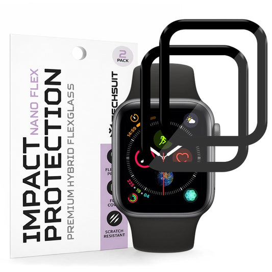 Schutzfolie Techsuit Nano Flex für Apple Watch 40mm Serie, Set 2 Stück, Kunststoff, Schwarz