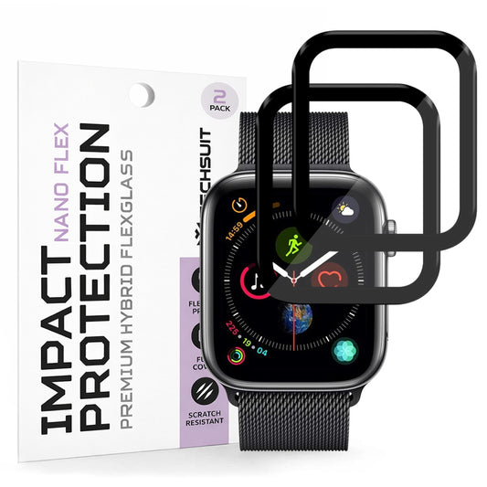 Schutzfolie Techsuit Nano Flex für Apple Watch 44mm Serie, Set 2 Stück, Kunststoff, Schwarz
