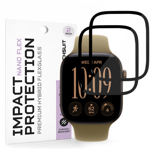 Techsuit Nano Flex beschermfolie voor Apple Watch Series 12 42 mm, kunststof, set van 2 stuks, zwart