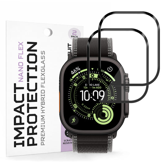 Schutzfolie Techsuit Nano Flex für Apple Watch Ultra Series, Set 2 Stück, Kunststoff, Schwarz