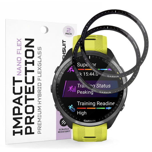 Film de protection Techsuit Nano Flex pour Garmin Forerunner 965, Set de 2 pièces, Plastique, Noir