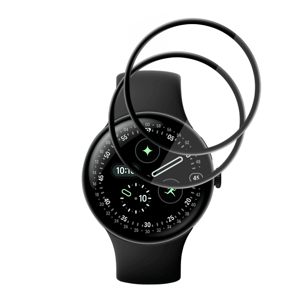 Techsuit Nano Flex Beschermfolie voor Google Pixel Watch 4 45mm, Set van 2 stuks, Plastic, Zwart