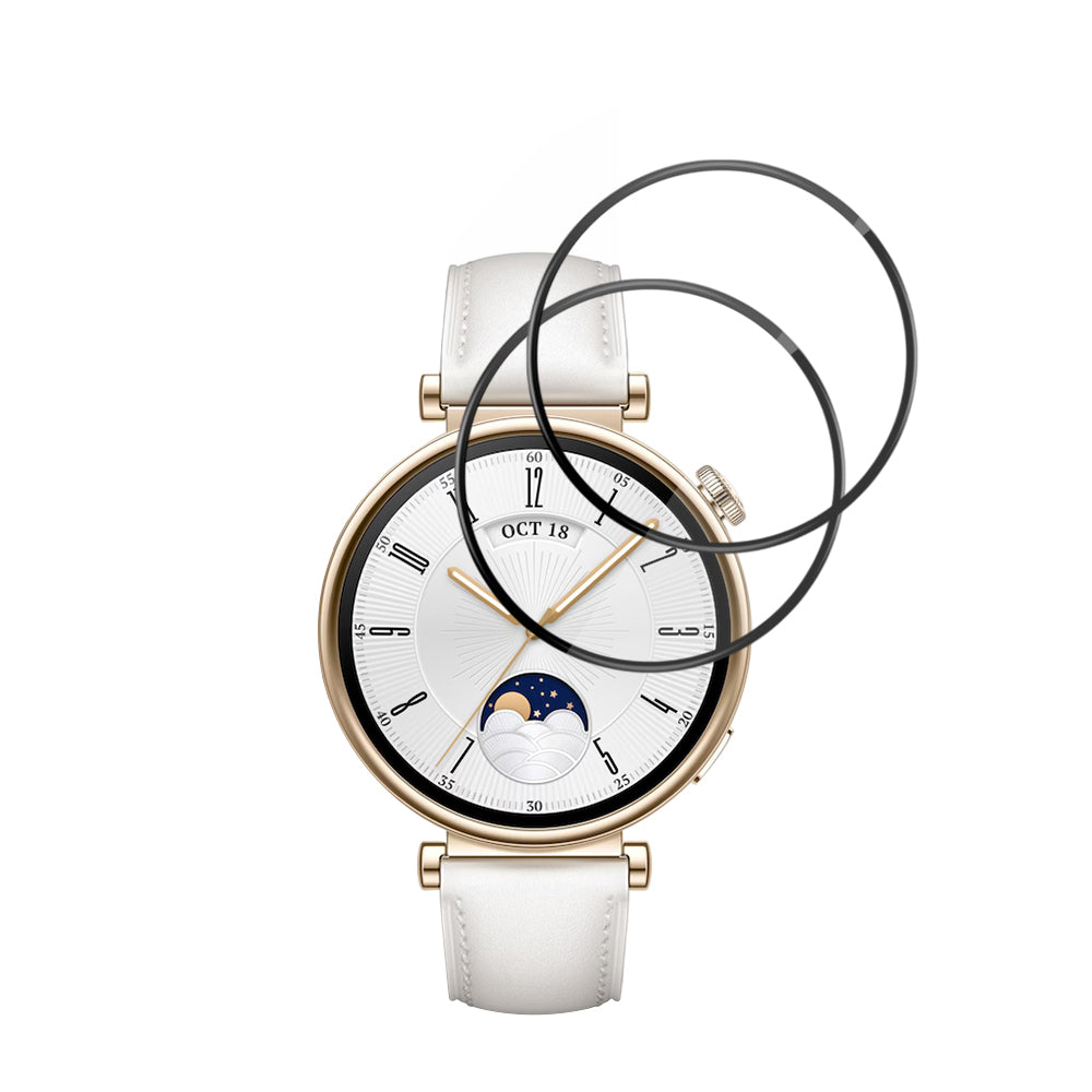 Beschermfolie Techsuit Nano Flex voor Huawei Watch GT 4 41mm, Set van 2 stuks, Plastic, Zwart
