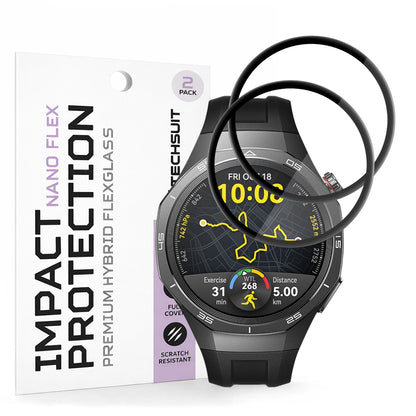 Schutzfolie Techsuit Nano Flex für Huawei Watch GT 5 Pro 46mm, Set mit 2 Stück, Kunststoff, Schwarz