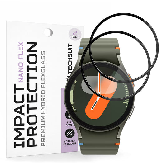 Schutzfolie Techsuit Nano Flex für Samsung Galaxy Watch7 40mm, Set 2 Stück, Kunststoff, Schwarz