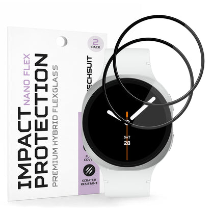 Film de protection Techsuit Nano Flex pour Samsung Galaxy Watch8 44mm, Set de 2 pièces, Plastique, Noir