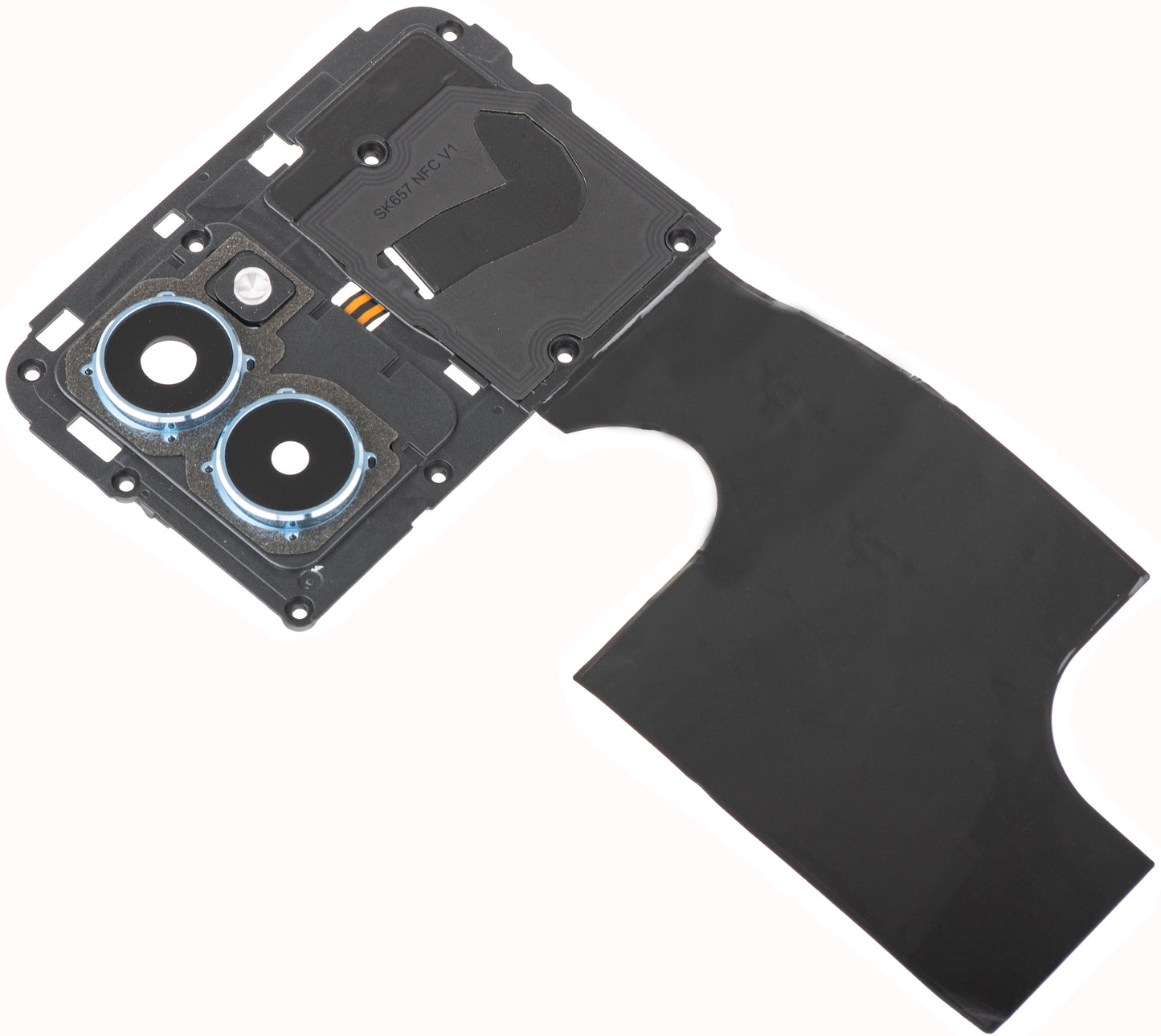 Achtercamera Glas - Flits - Binnenframe - NFC Antenne HMD Pulse Pro, met Frame, Zilver, Service Pack 286954396