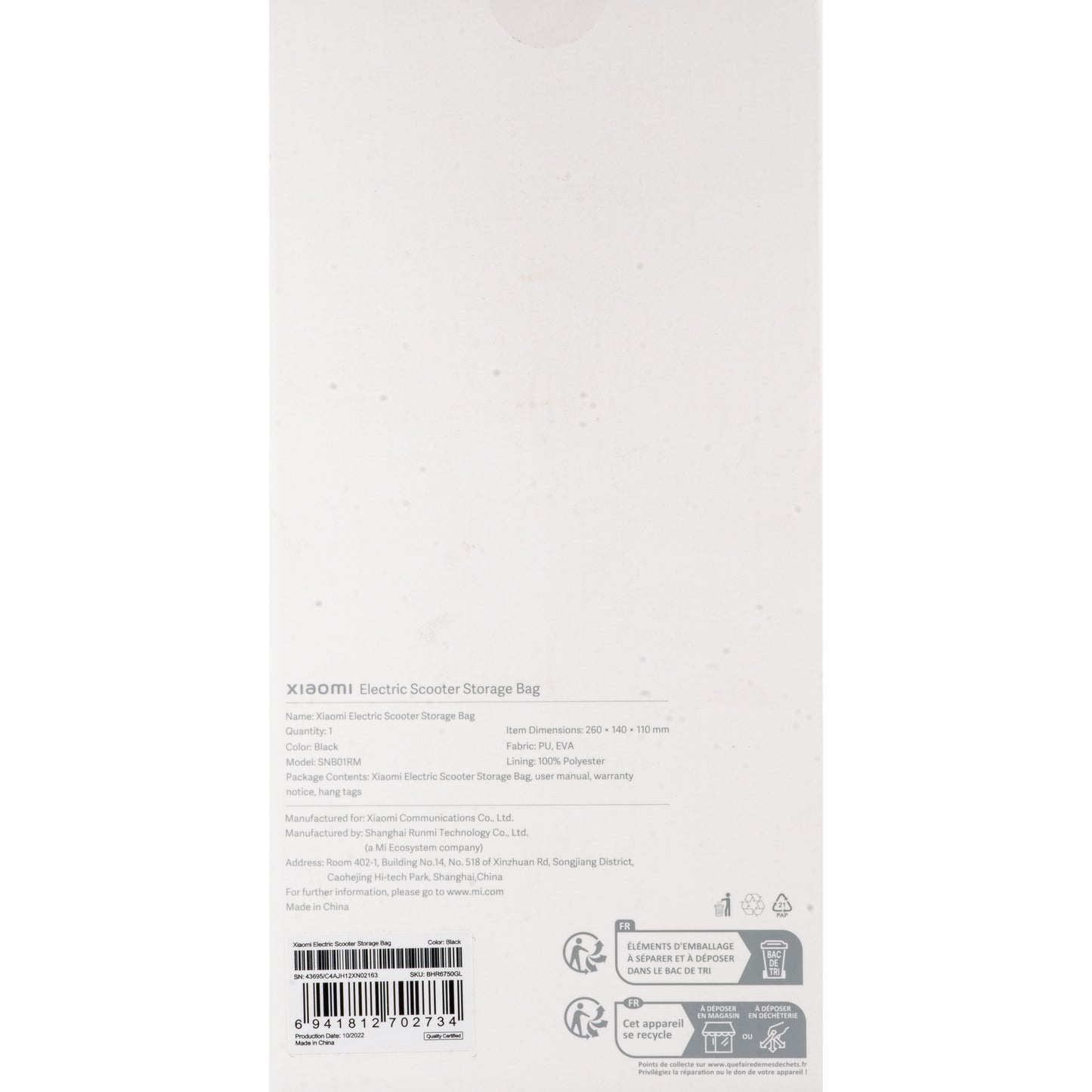 Xiaomi Transporttasche für den Roller BHR6750GL