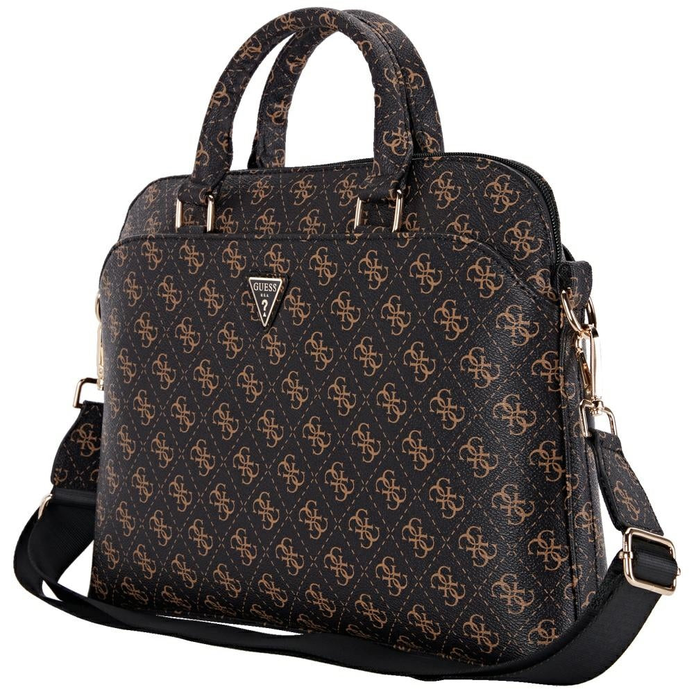 Sac Guess 4G Triangle Logo pour ordinateur portable 15 pouces, Noir Marron