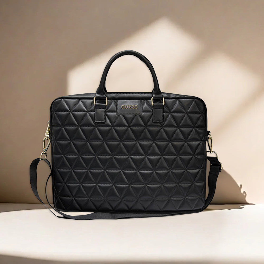 Guess Quilted Bag for 15-inch Laptop, Black