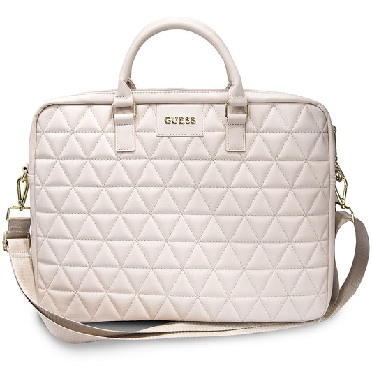Guess Quilted tas voor 15 inch laptop, Roze