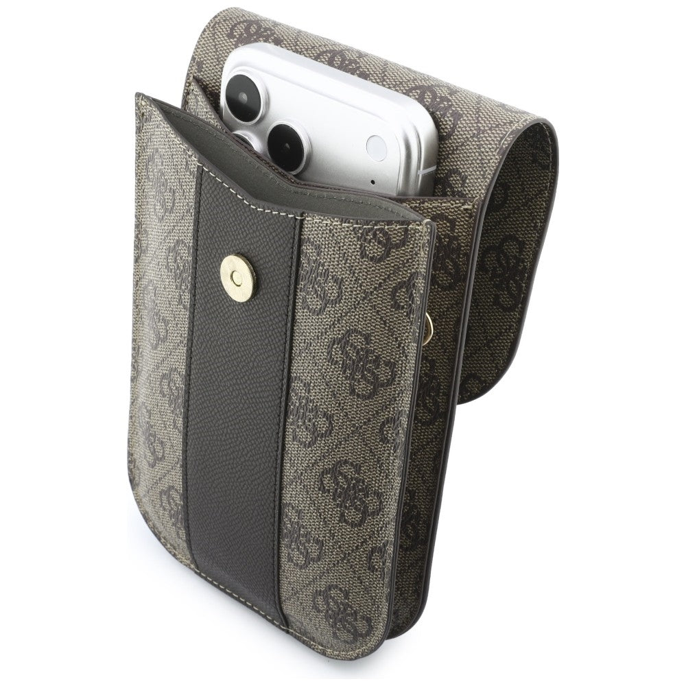 Universelle Handytasche, Guess, 4G Classic Logo Stripe, Braun