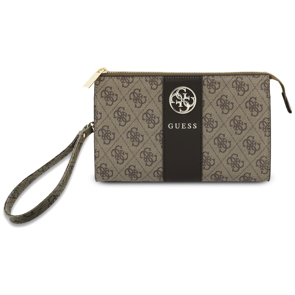 Universelle Handytasche, Guess, 4G Round Classic Logo Stripe, Braun