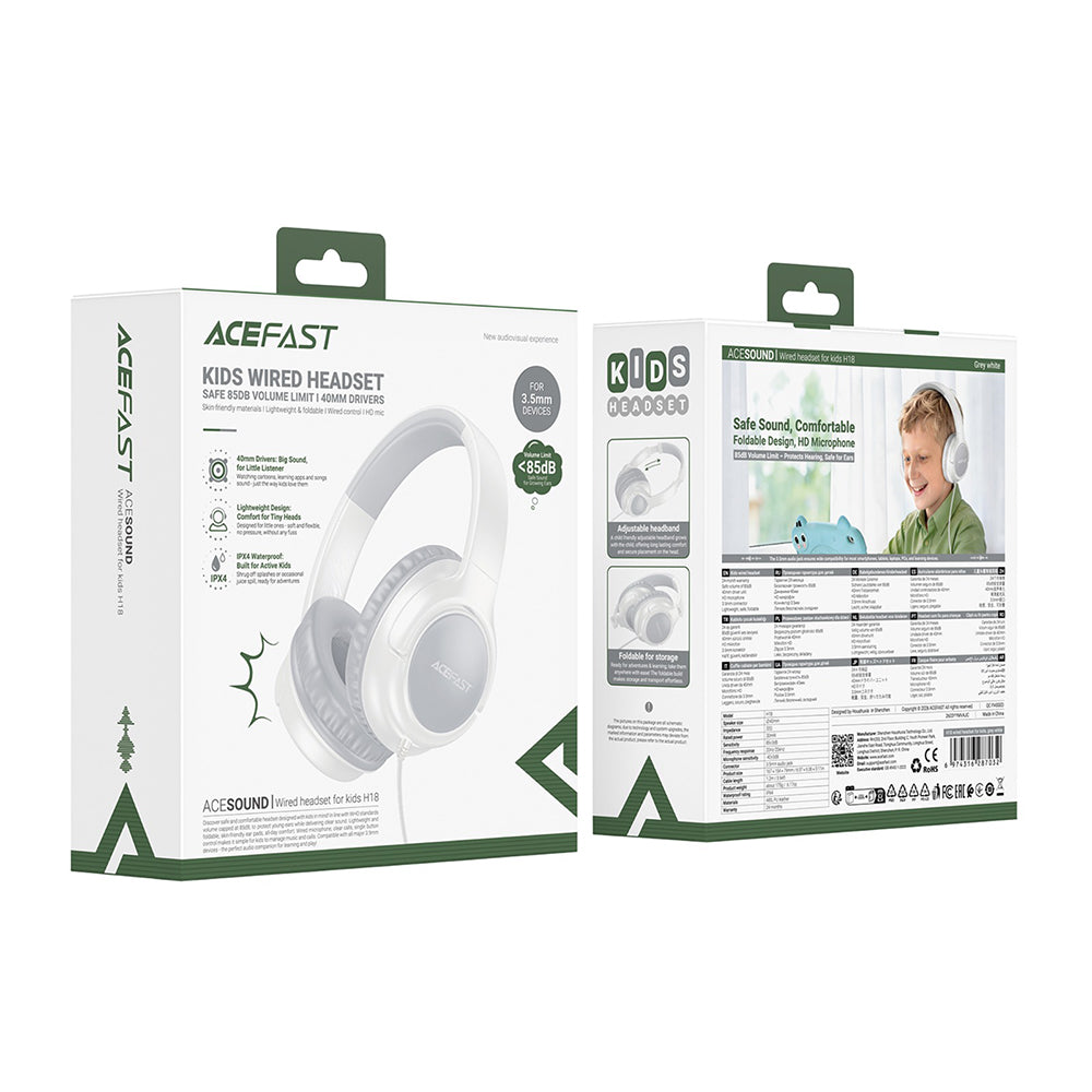 Handsfree 3,5mm Acefast H18 Kids, Grijs