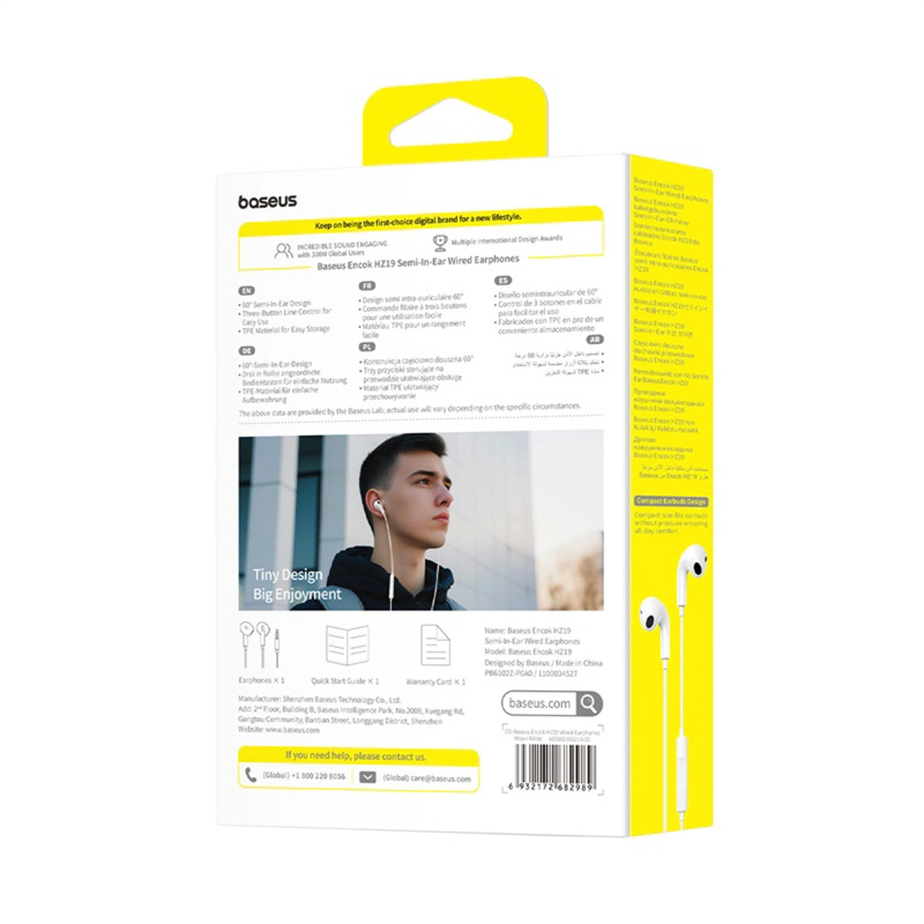 Handsfree 3.5mm Baseus Encok HZ19, Blanc A00182301213-00