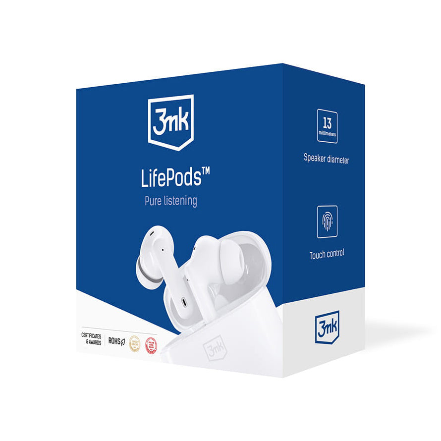 Bluetooth-Freisprecheinrichtung 3MK LIFEPODS, TWS, ANC, Weiß
