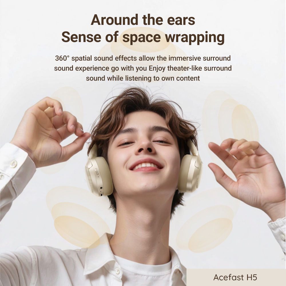 Handsfree Bluetooth Acefast H5, A2DP, ANC, Wit
