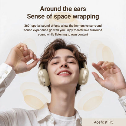 Handsfree Bluetooth Acefast H5, A2DP, ANC, Wit
