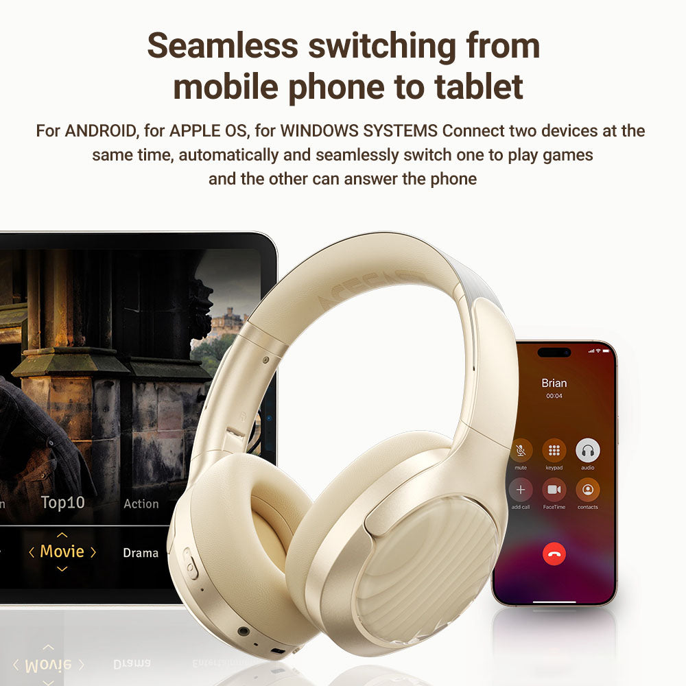 Handsfree Bluetooth Acefast H5, A2DP, ANC, Wit